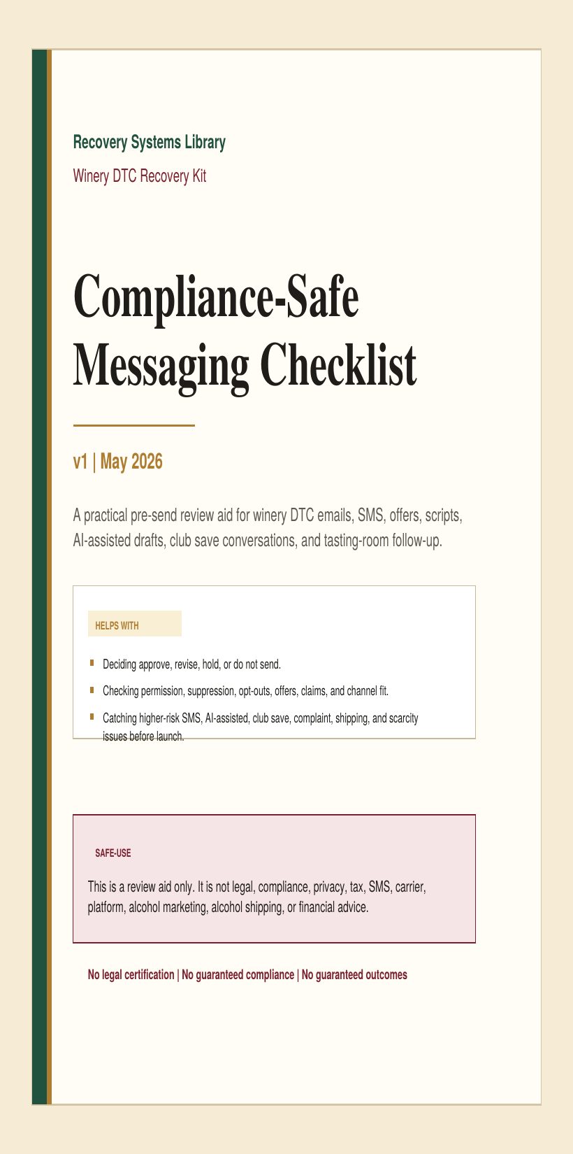 Preview of the compliance-safe messaging checklist