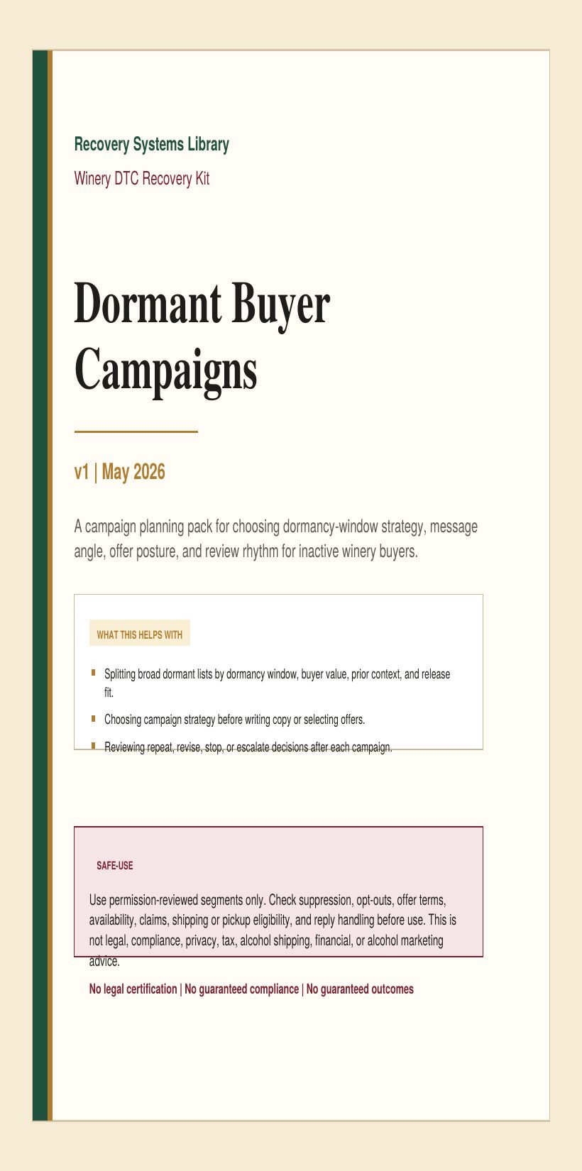 Dormant Buyer Campaigns