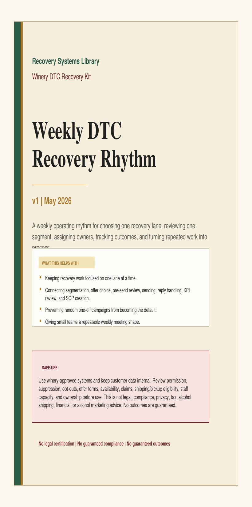 Preview of the weekly recovery rhythm guide